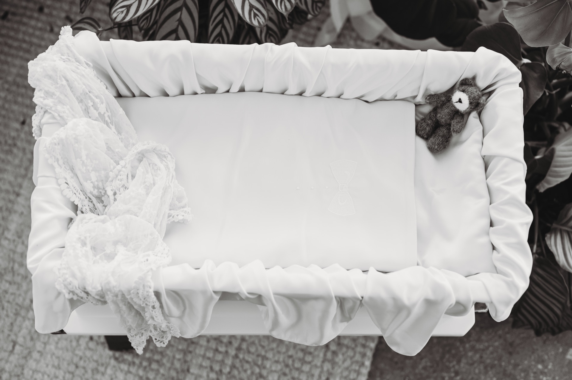 Casket with soft white sheets