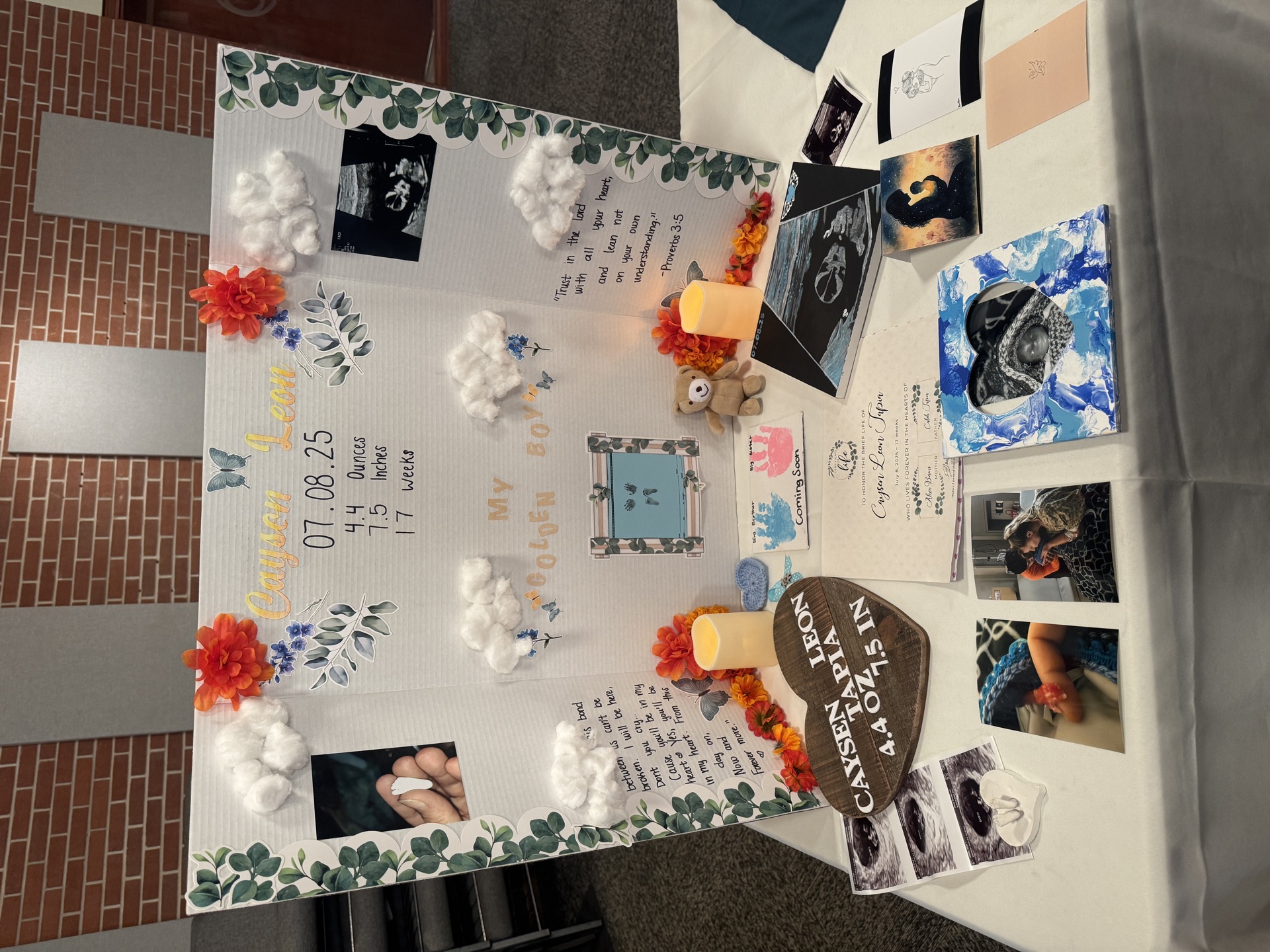 Photo board with decorations